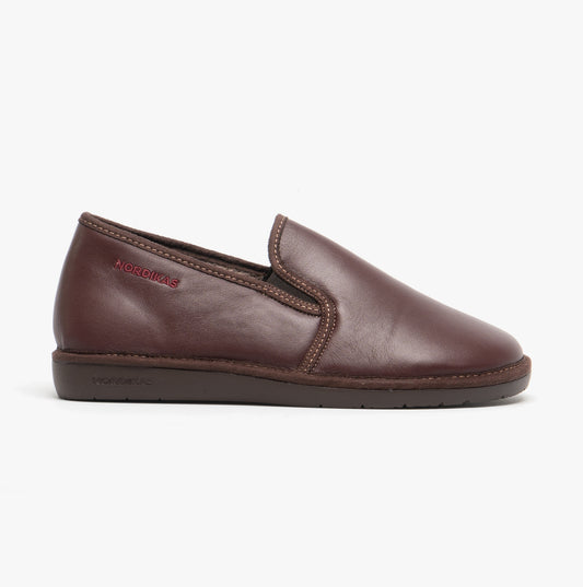 Nordikas 663 (DUBLIN) Mens Leather Full Slippers Bordeaux