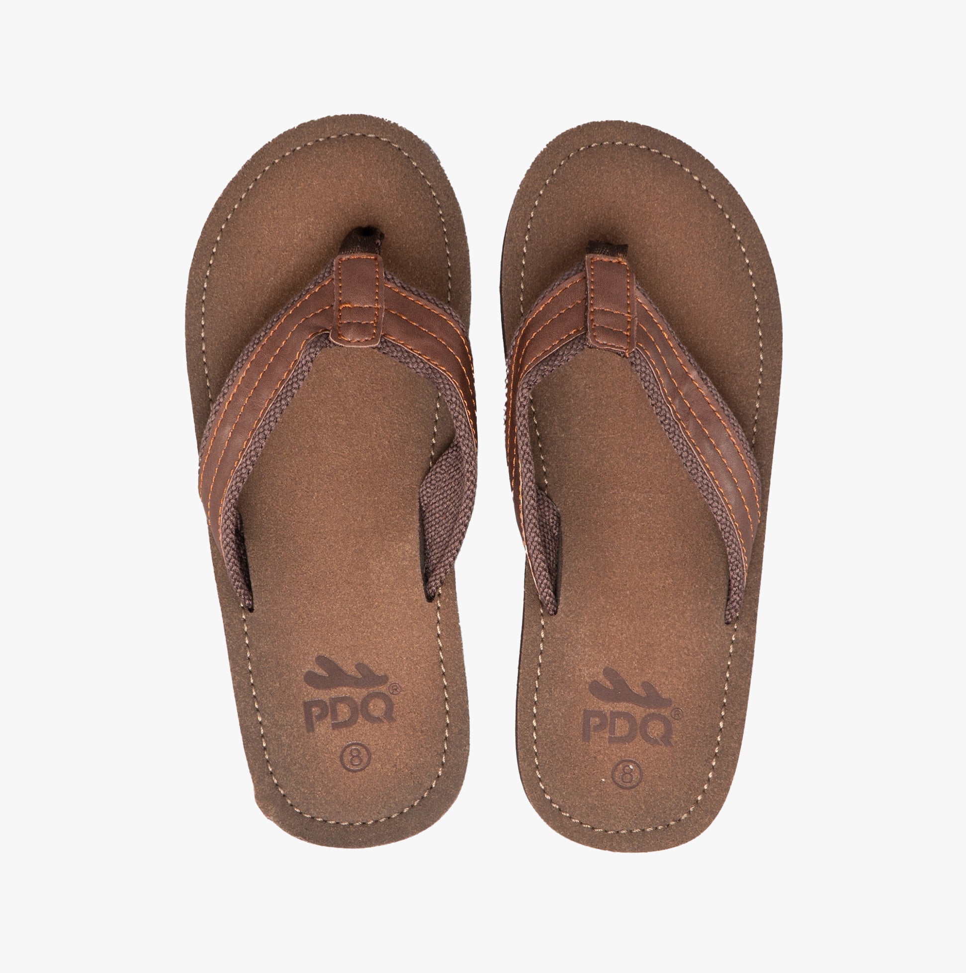 PDQ MARCO Mens Faux Leather Toe Post Flip Flop Brown