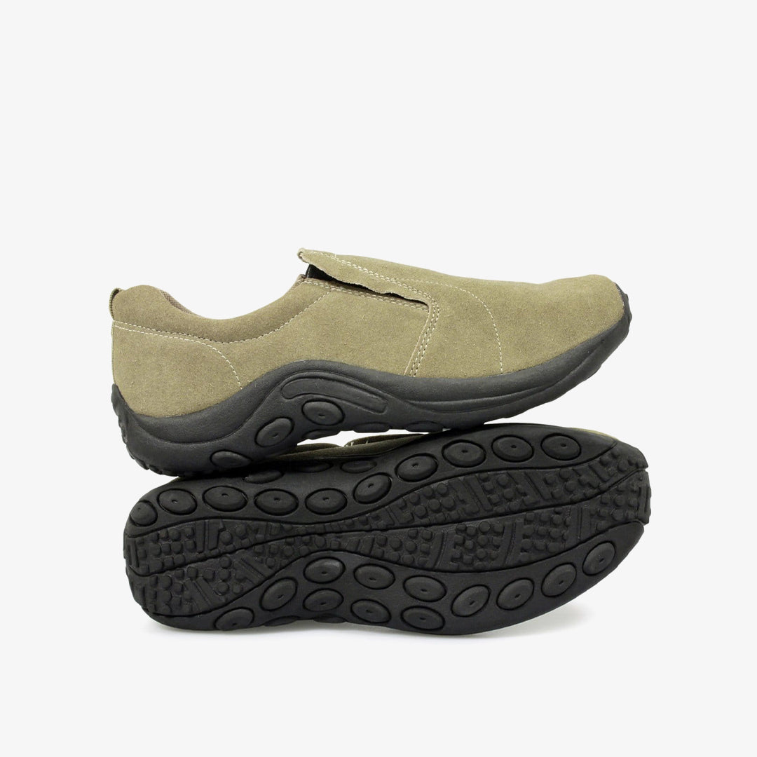 PDQ RYNO Unisex Twin Gusset Jungle Casual Suede Trainers Taupe