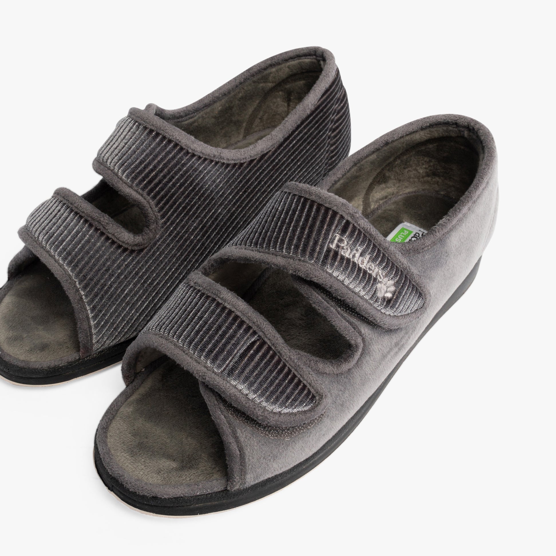 Padders LYDIA X Womens (6E Fit) Touch Fasten Slippers Grey