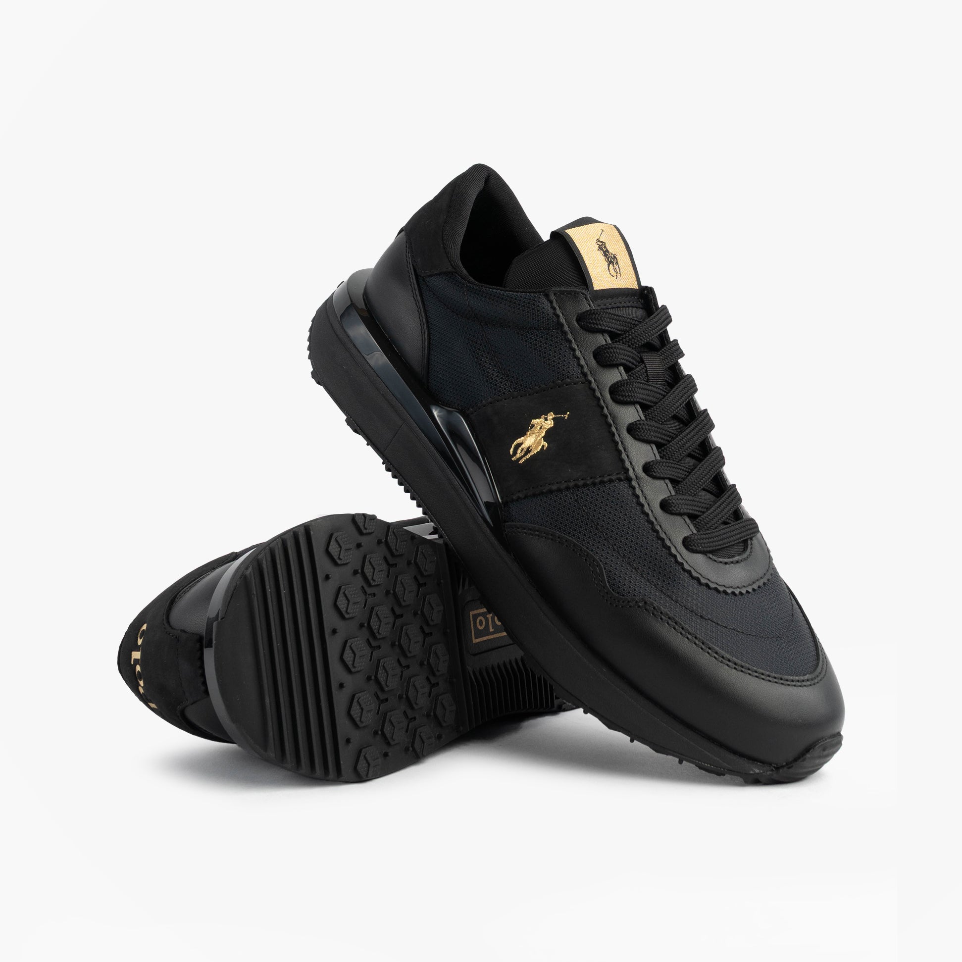 Polo Ralph Lauren Mens Train 89 V2 Lace Up Suede-Panelled Trainer Black