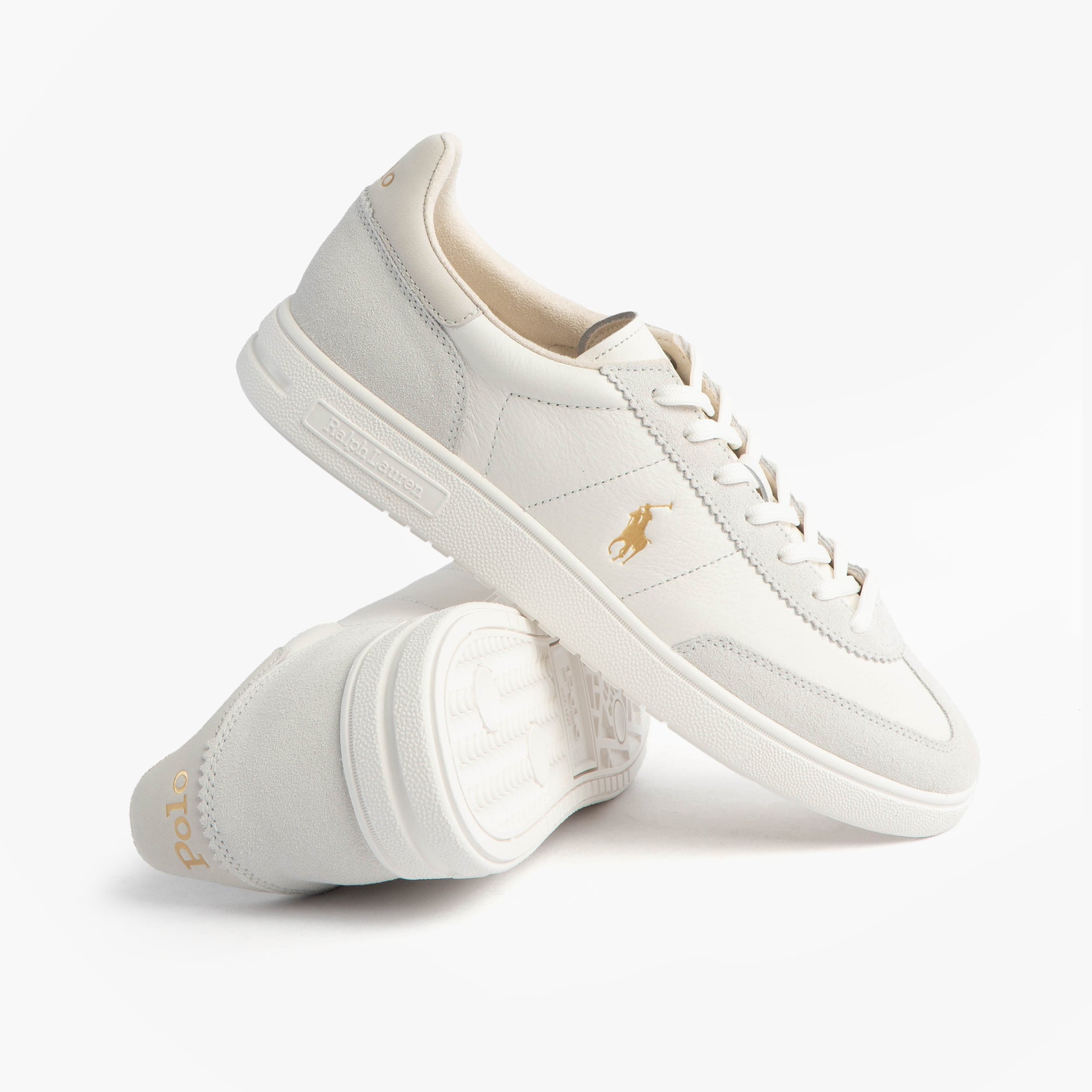 Polo Ralph Lauren Mens Bedford Lace Up Leather-Suede Trainer White