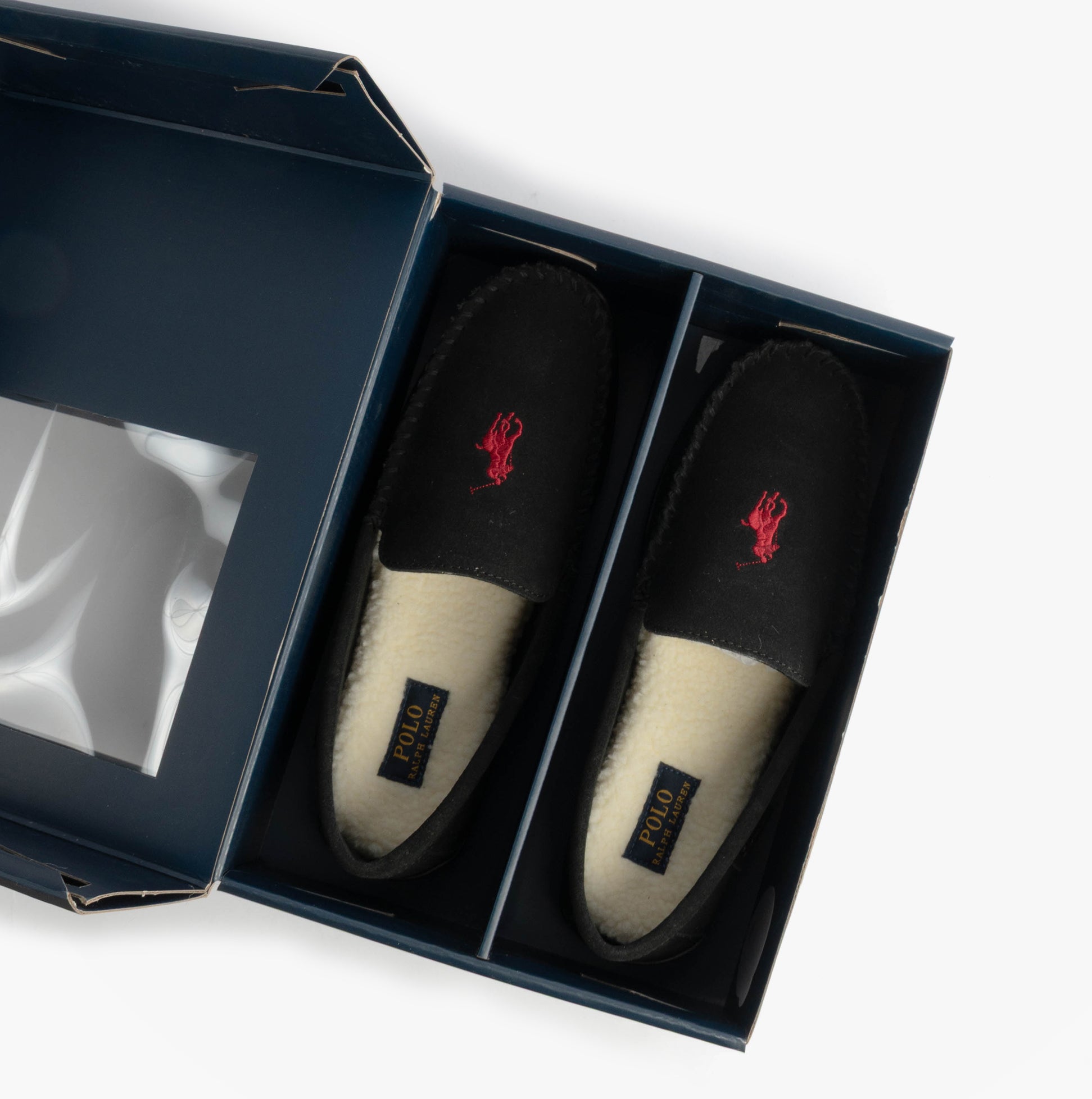 Polo Ralph Lauren BRENAN Logo Mens Dress Suede Slippers Black/Wine