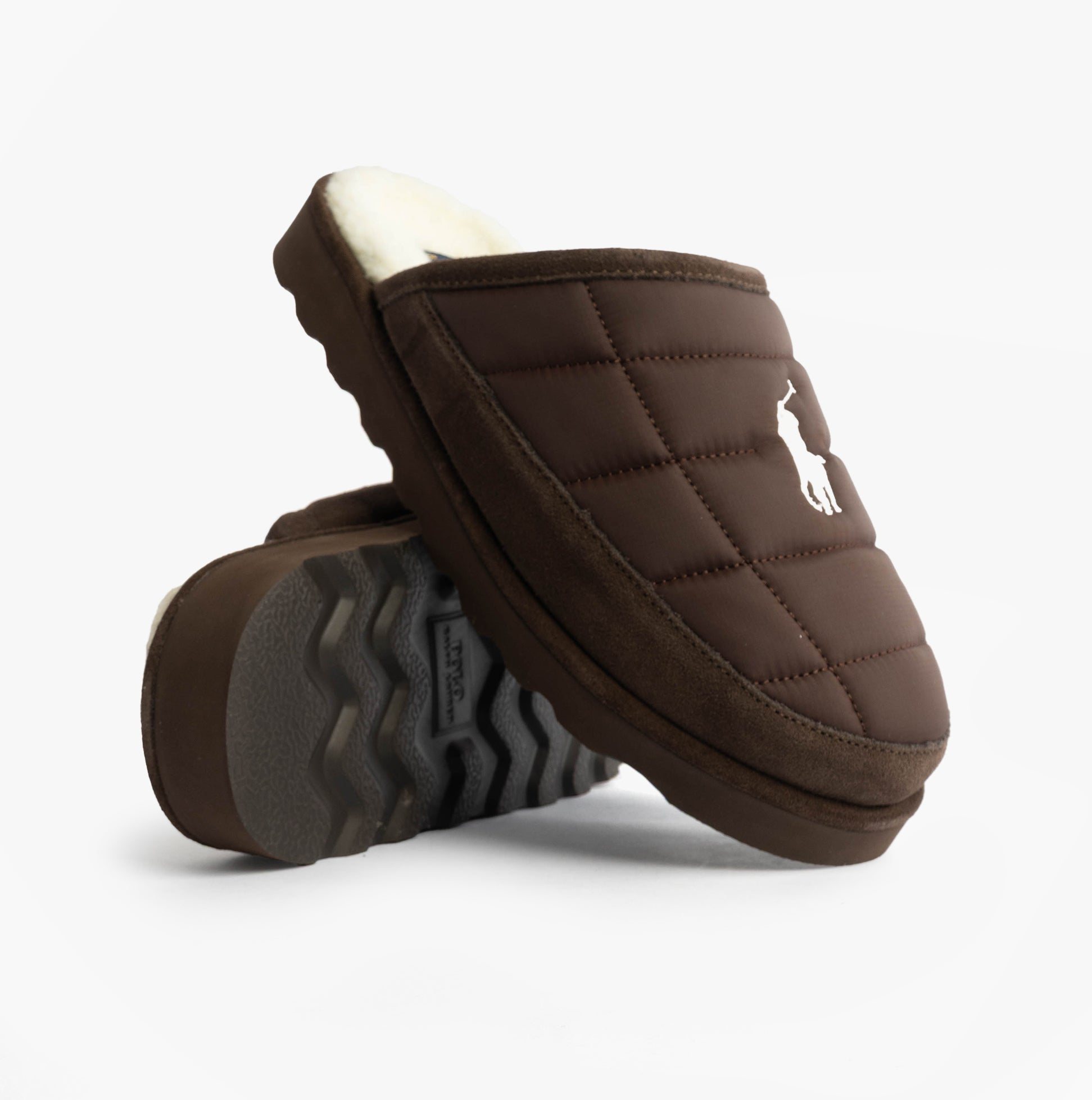 Polo Ralph Lauren READ SCFF II Mens Mule Slippers Brown/Cream