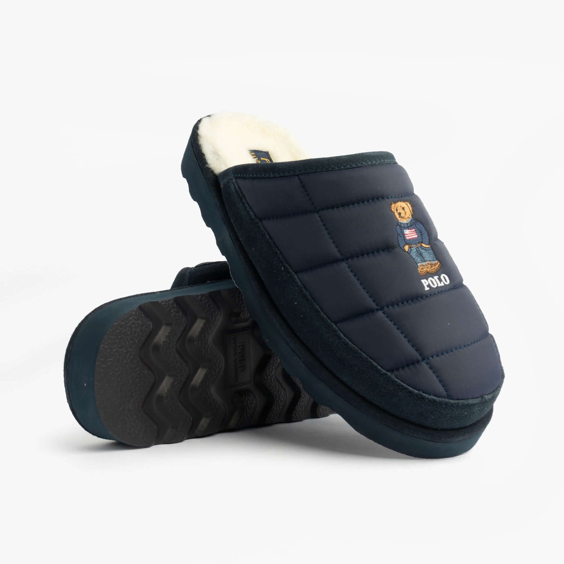 Polo Ralph Lauren READ BEAR Mens Mule Slippers Navy