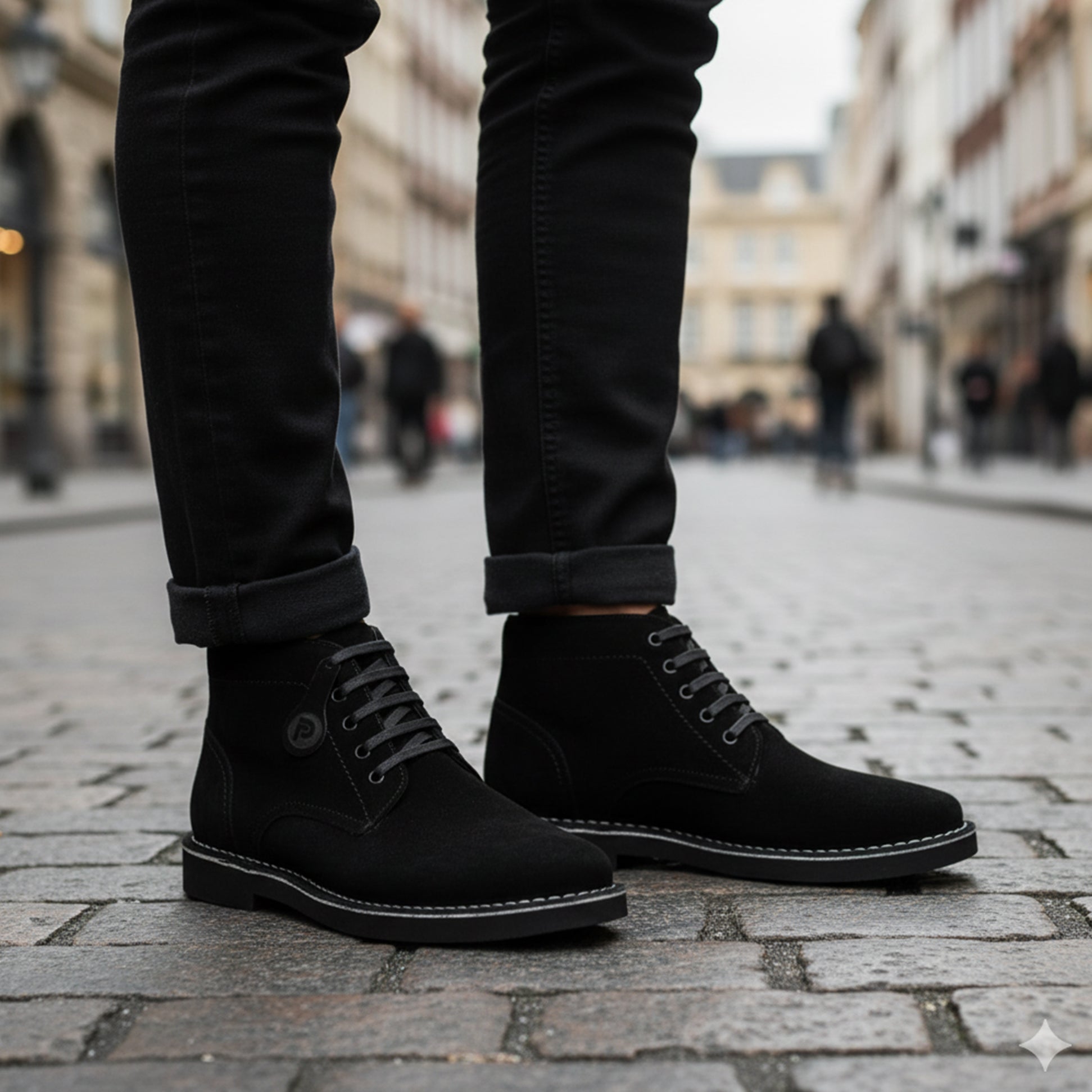 Popps RANGER Mens Desert Boots Black