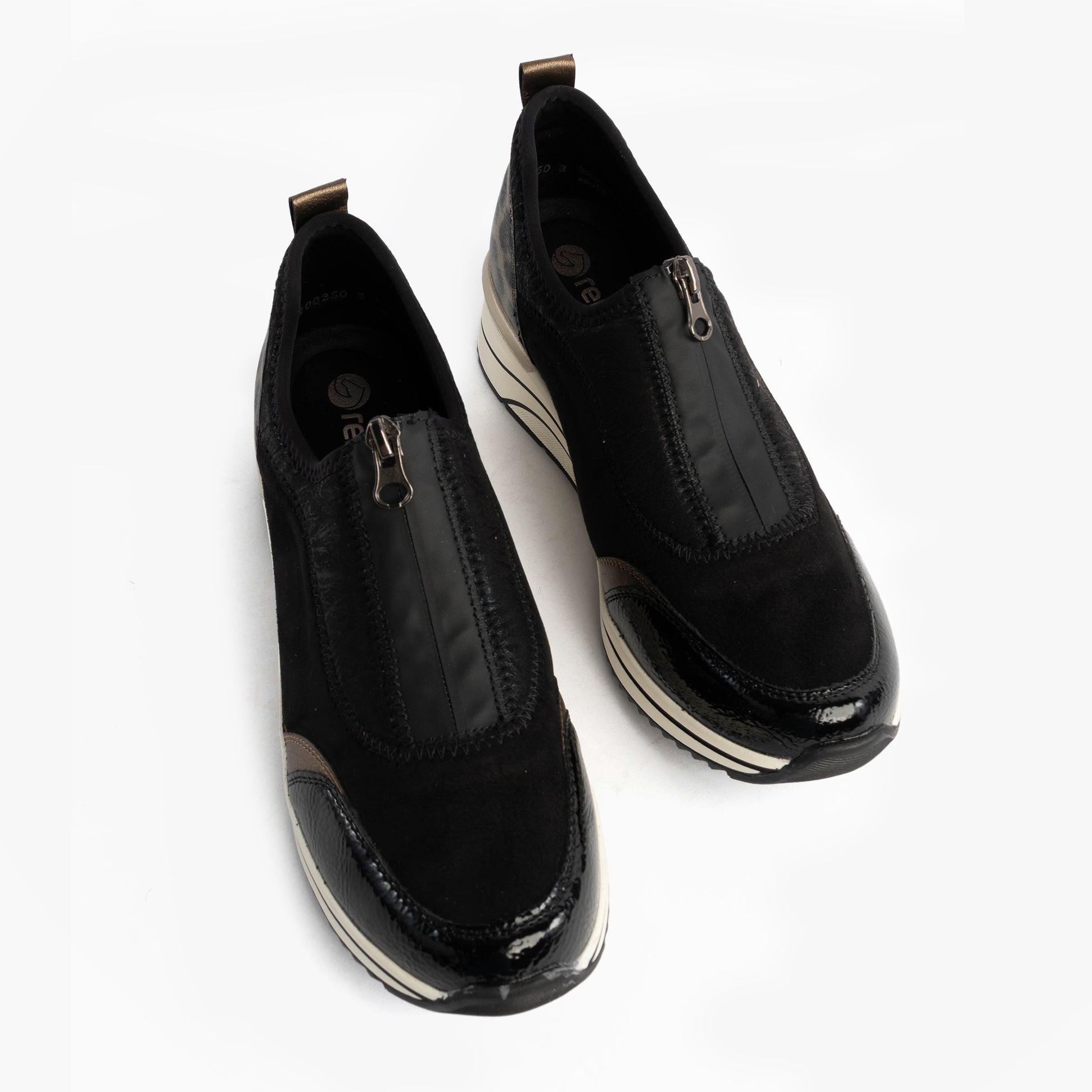 Remonte D0T08-02 Womens Front Zip Wedge Trainer Black