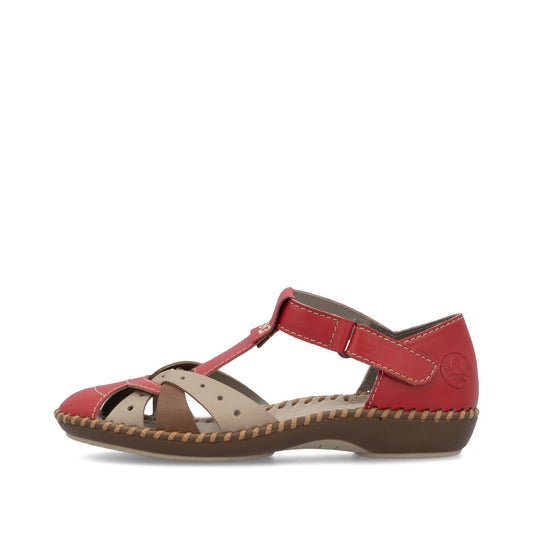 Rieker M1655-33 Womens Sandals Red Combination