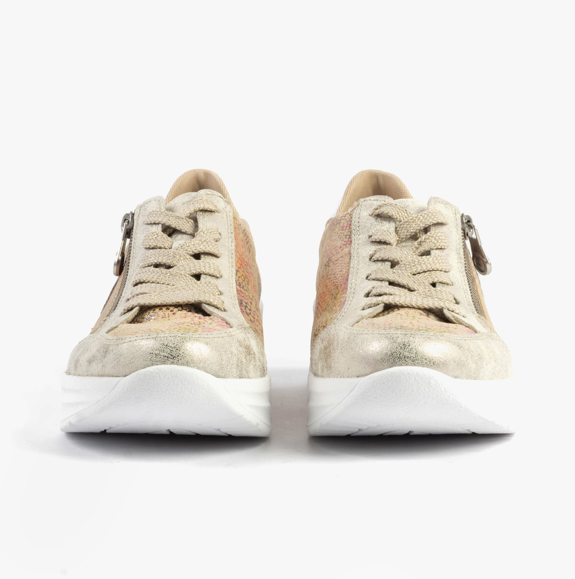 Rieker N8103-60 Womens Shoes Beige Combination