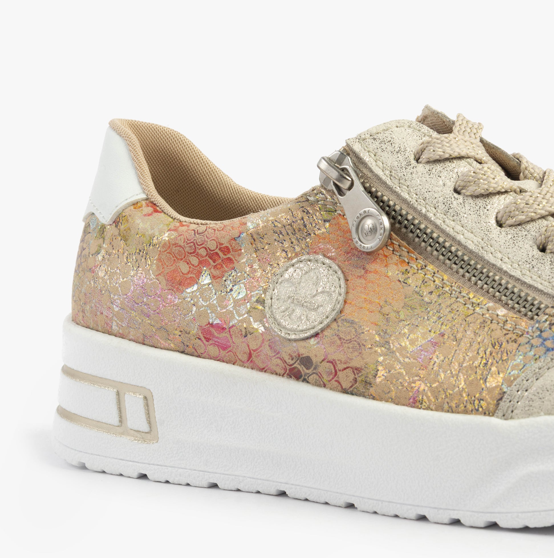 Rieker N8103-60 Womens Shoes Beige Combination