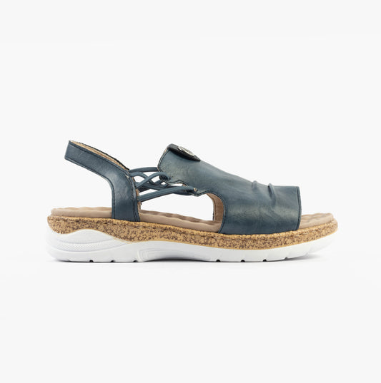 Rieker V2272-14 Womens Sandals Blue