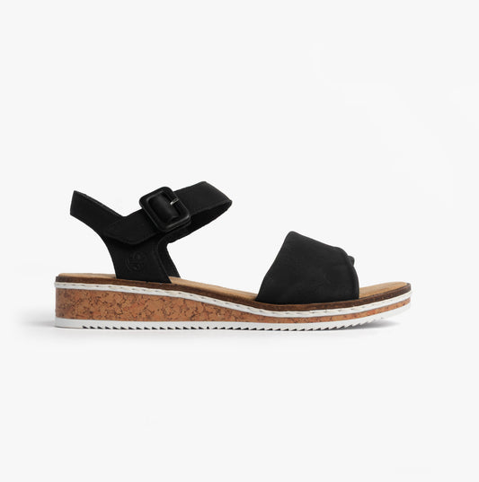 Rieker V3691-00 Womens Sandals Black