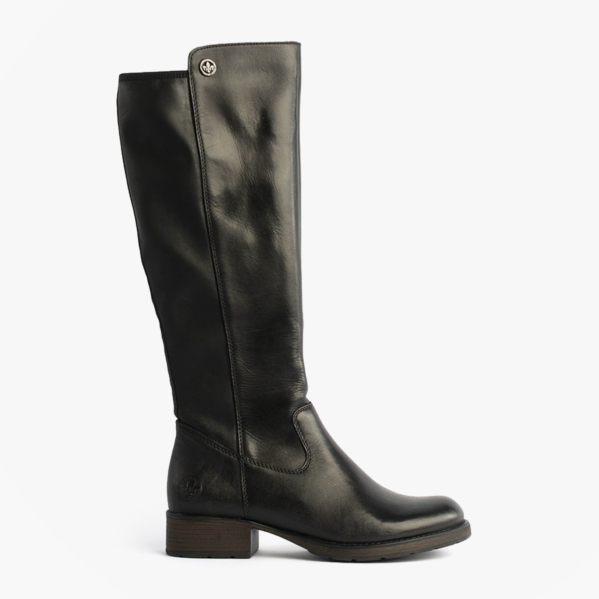 Rieker Z9591-01 Womens Leather Knee-High Boots Black