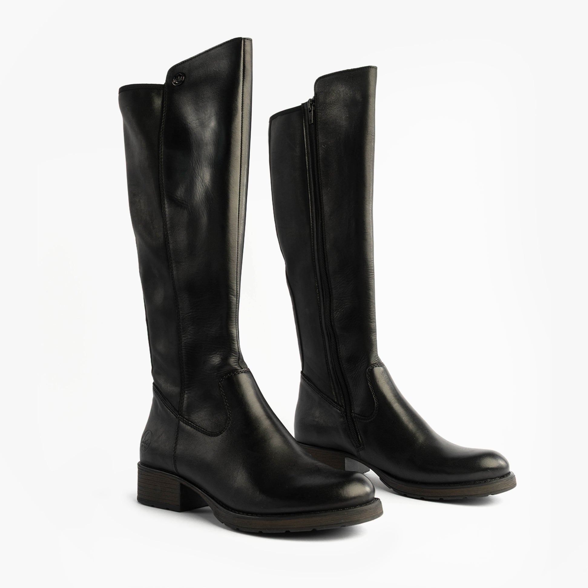 Rieker Z9591-01 Womens Leather Knee-High Boots Black