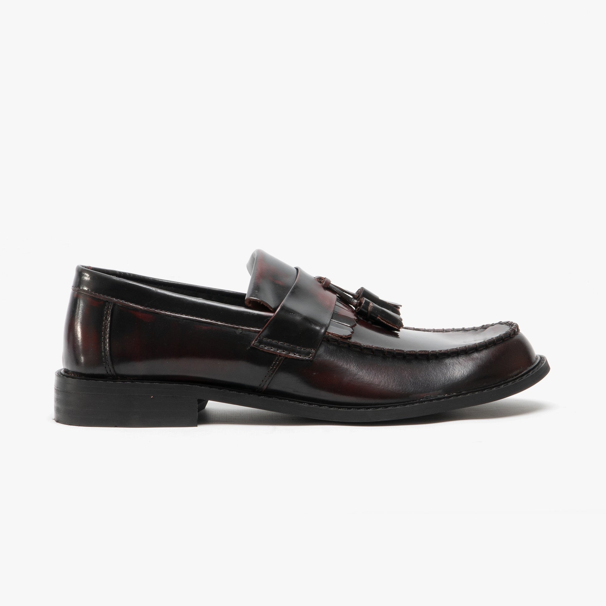 Roamers RUDEBOYZ Mens Polished Leather Tassel Loafers Oxblood