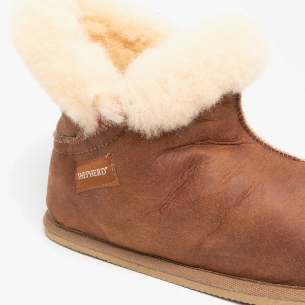 Shepherd BELLA Womens Sheepskin Slipper Boots Antique/Cognac