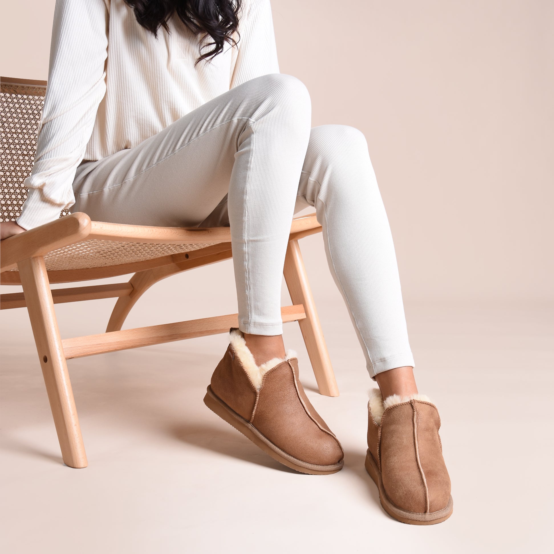 Shepherd ANNIE Womens Sheepskin Slipper Boots Cognac