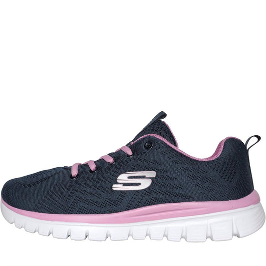 Skechers BOB SQUAD CHAOS - SOLID STEP Mens Trainers Navy/Grey/Pink
