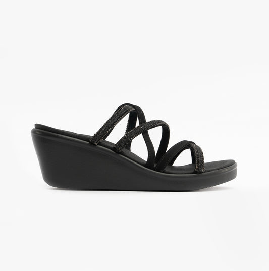 Skechers RUMBLE ON - NIGHT OUT Womens Multi Strap Sliders Black