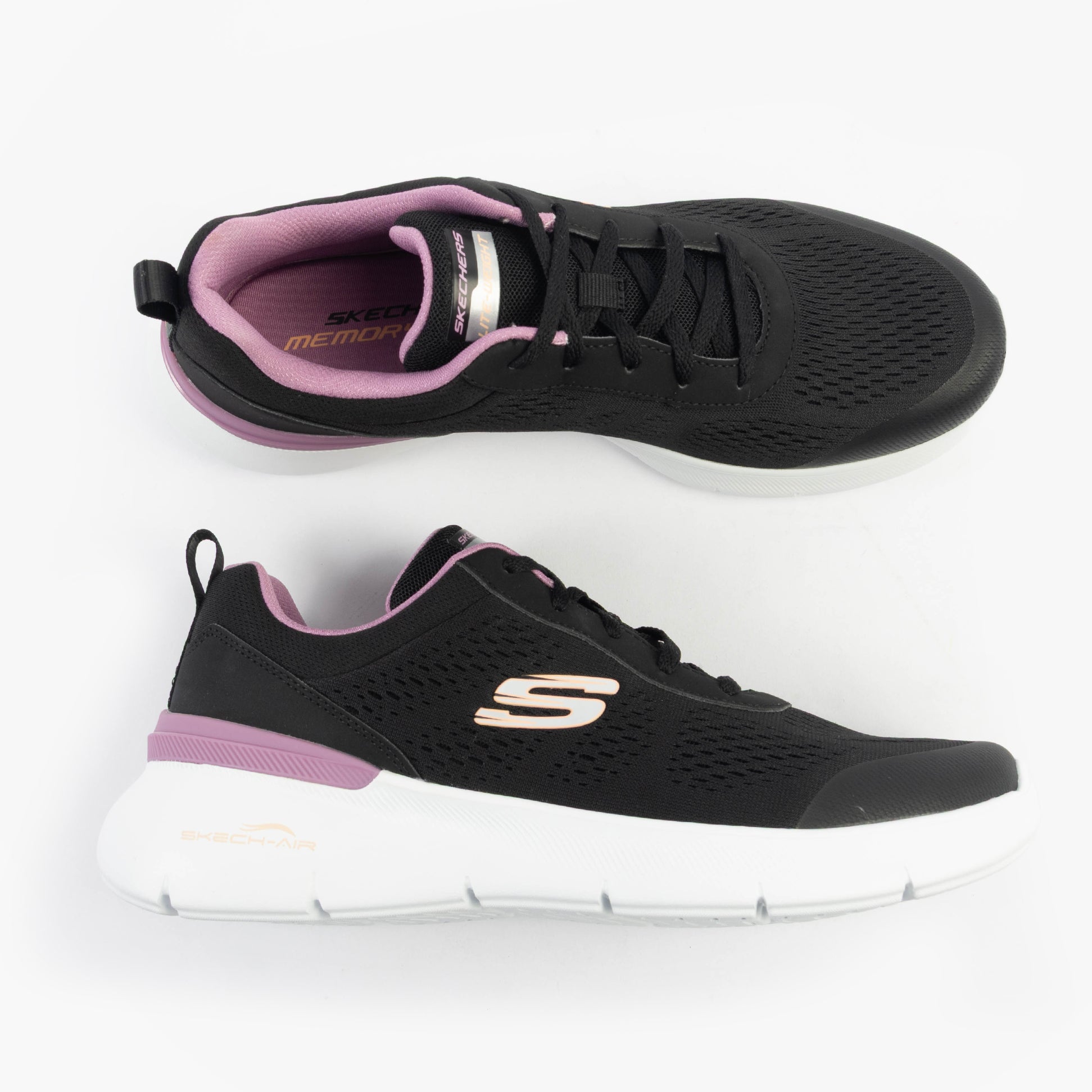 Skechers 150370/BKMV SKECH-AIR DYNAMIGHT 2.0 - NEW Womens Trainers Black/Mauve