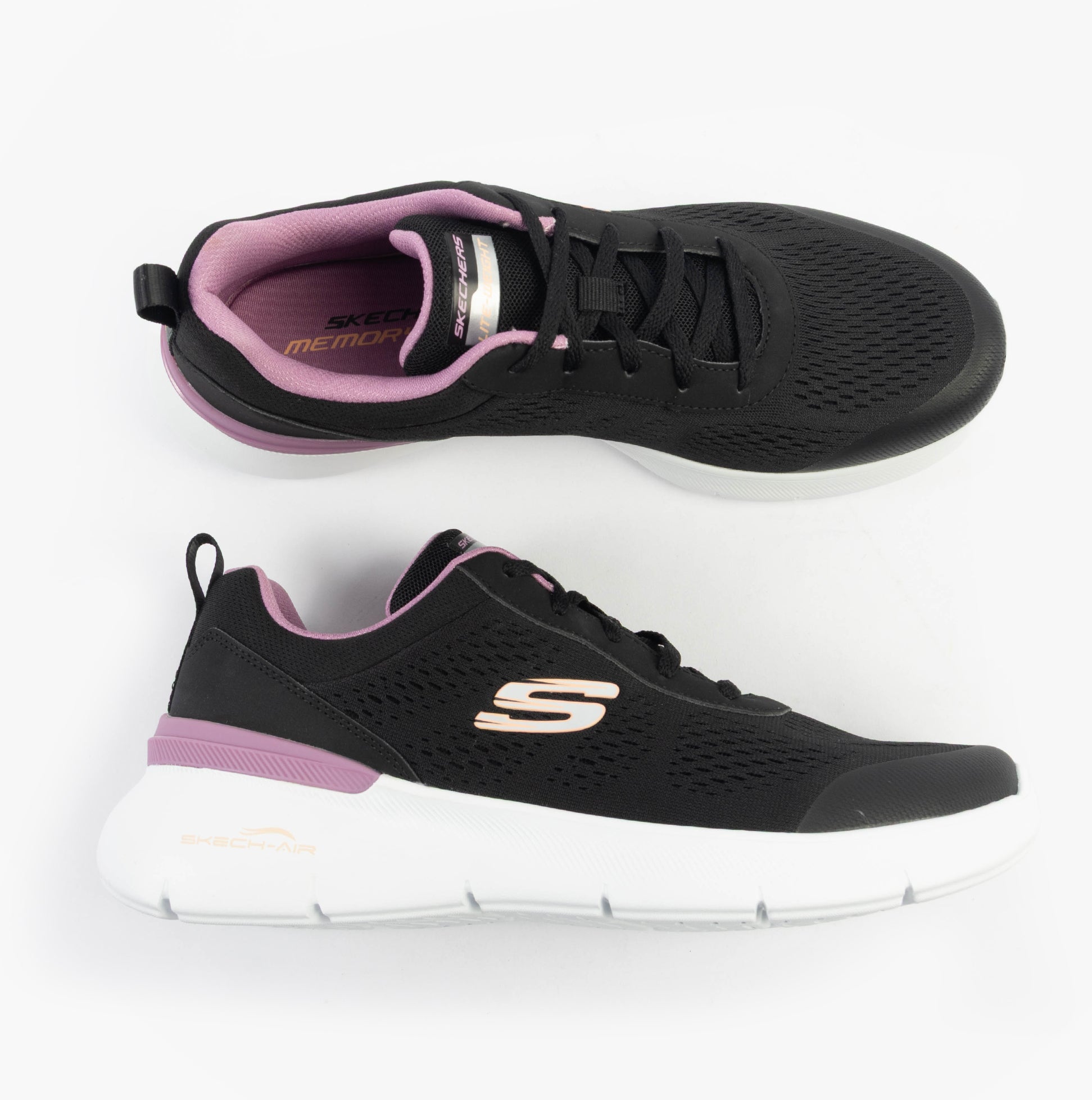 Skechers 150370/BKMV SKECH-AIR DYNAMIGHT 2.0 - NEW Womens Trainers Black/Mauve