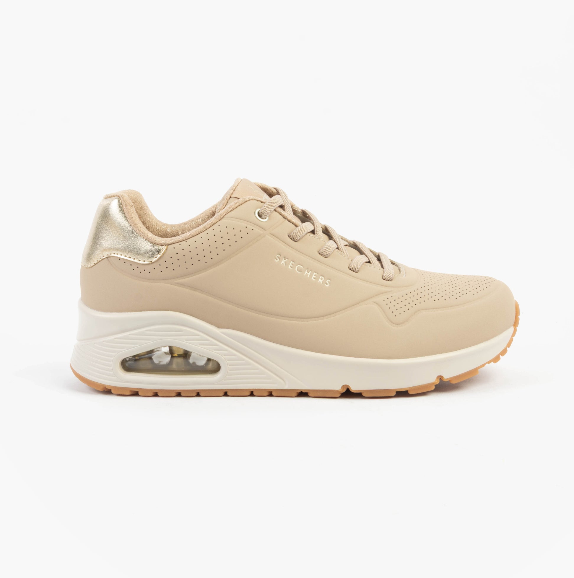Skechers 155196/NUDE UNO - SHIMMER AWAY Womens Trainers Nude