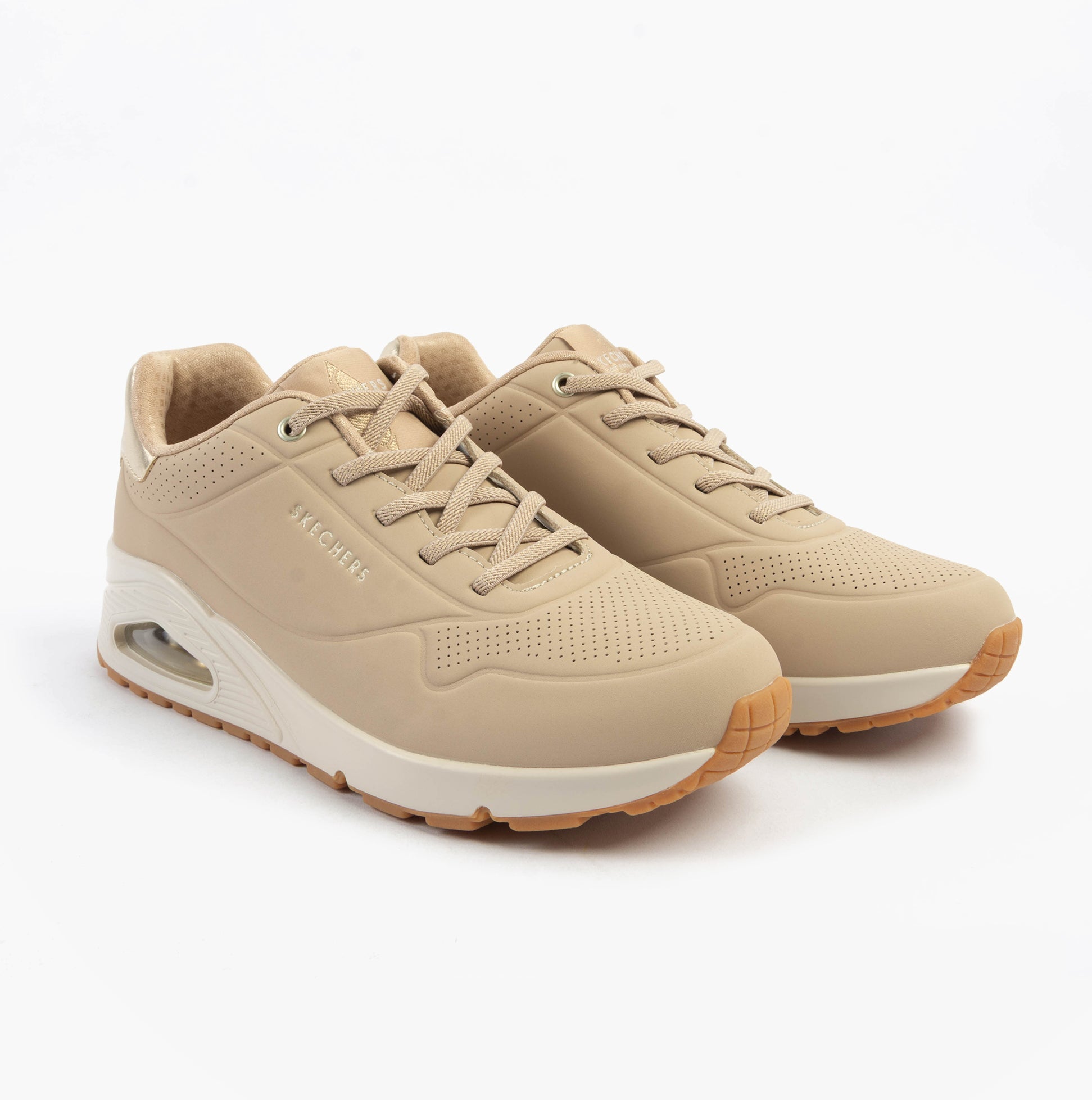 Skechers 155196/NUDE UNO - SHIMMER AWAY Womens Trainers Nude