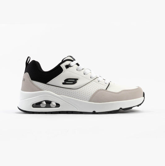 Skechers UNO - RETRO ONE Mens Trainers White Mono/Black