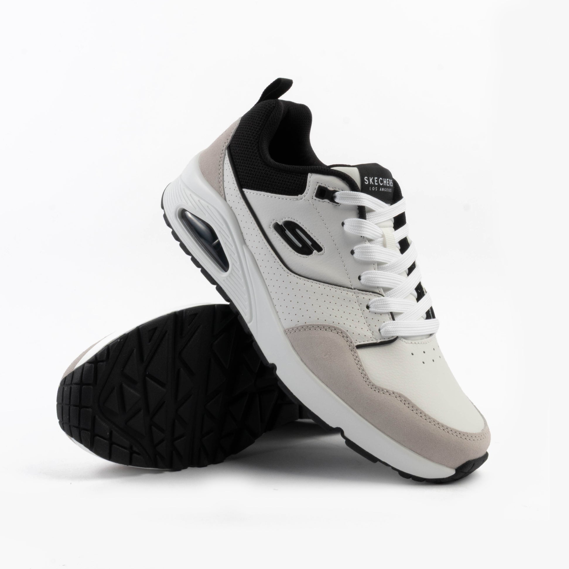 Skechers 183020/WBK UNO - RETRO ONE Mens Trainers White Mono/Black