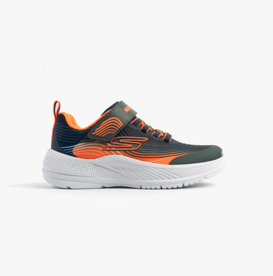 Skechers MICROSPEC ADVANCE Boys Trainers Navy/Orange