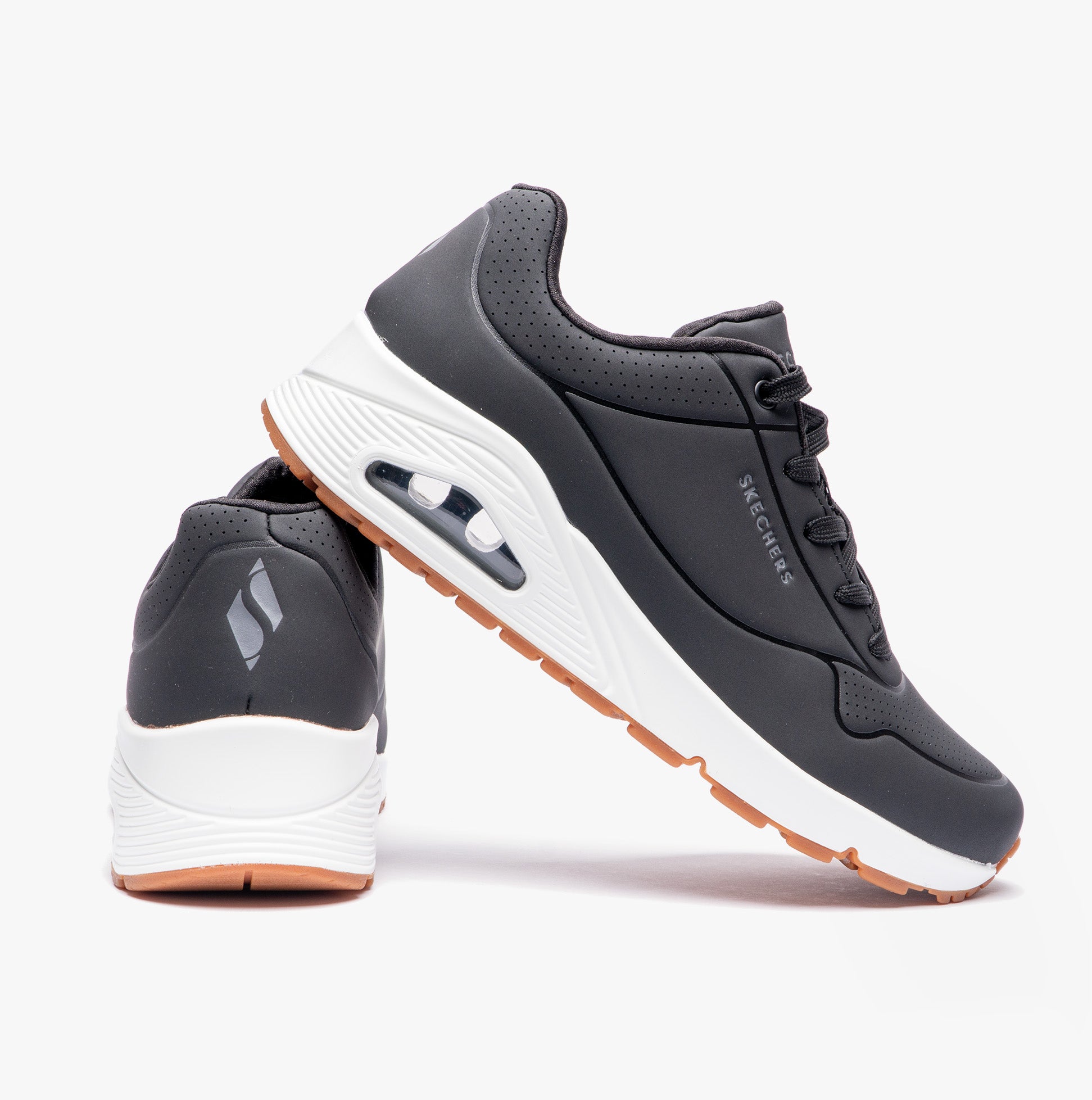 Skechers 73690/BLK UNO Womens Lace-Up Trainers Black