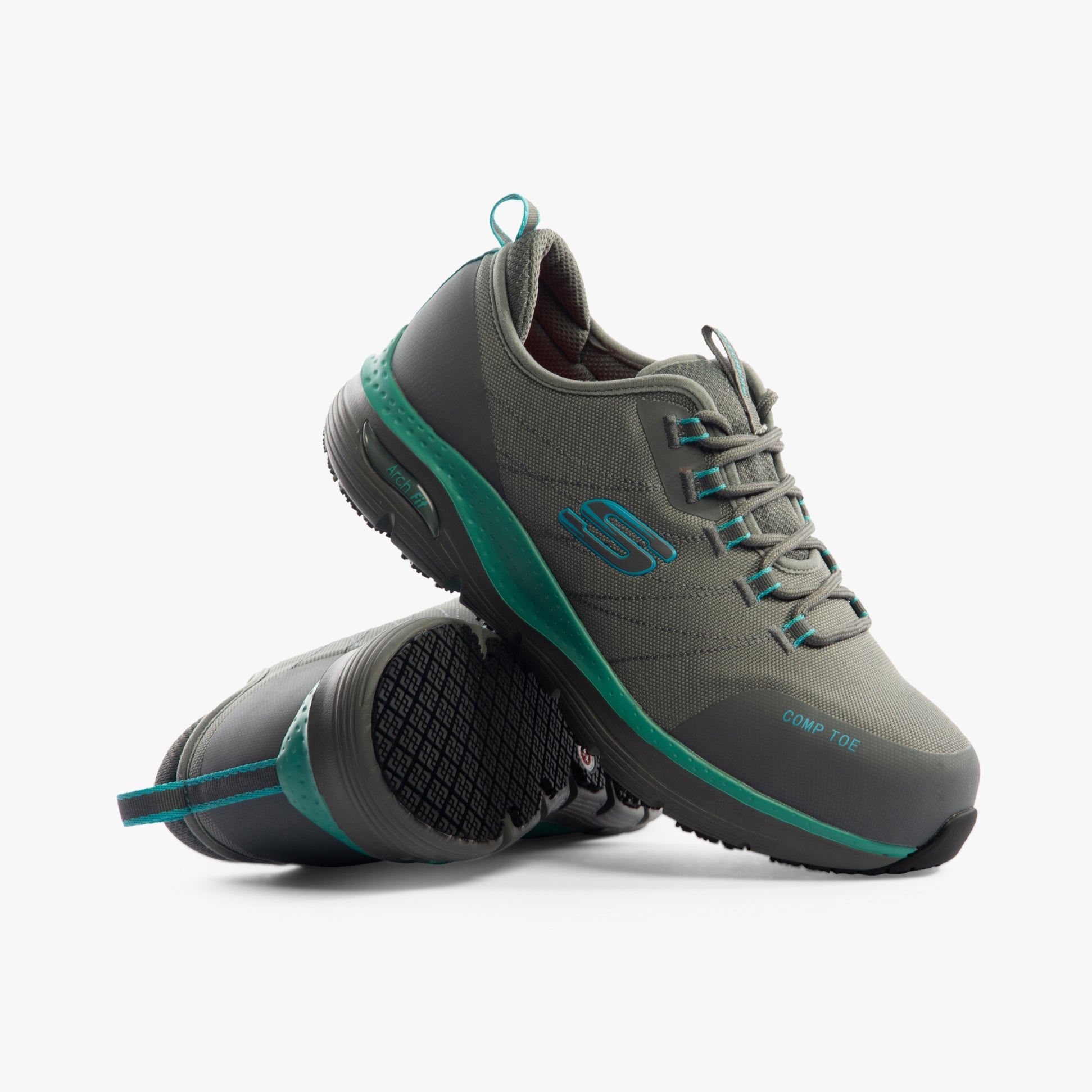 Skechers Work 108075EC ARCH FIT SR - EBINAL Womens Safety Trainers Grey/Aqua
