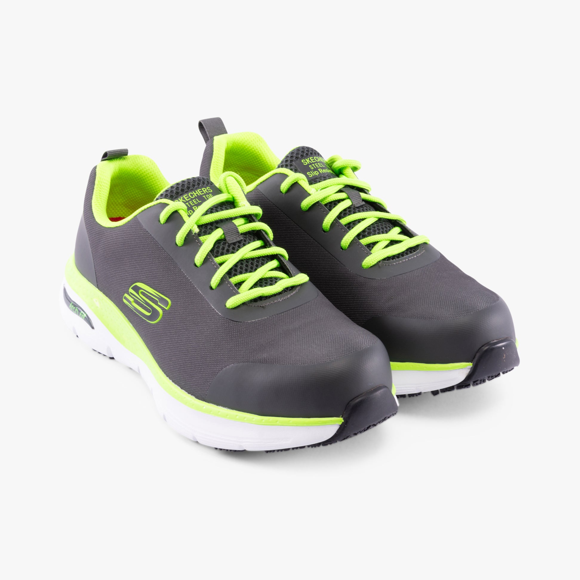 Skechers Work 200086EC ARCH FIT SR - RINGSTAP Mens Safety Trainers Charcoal/Lime