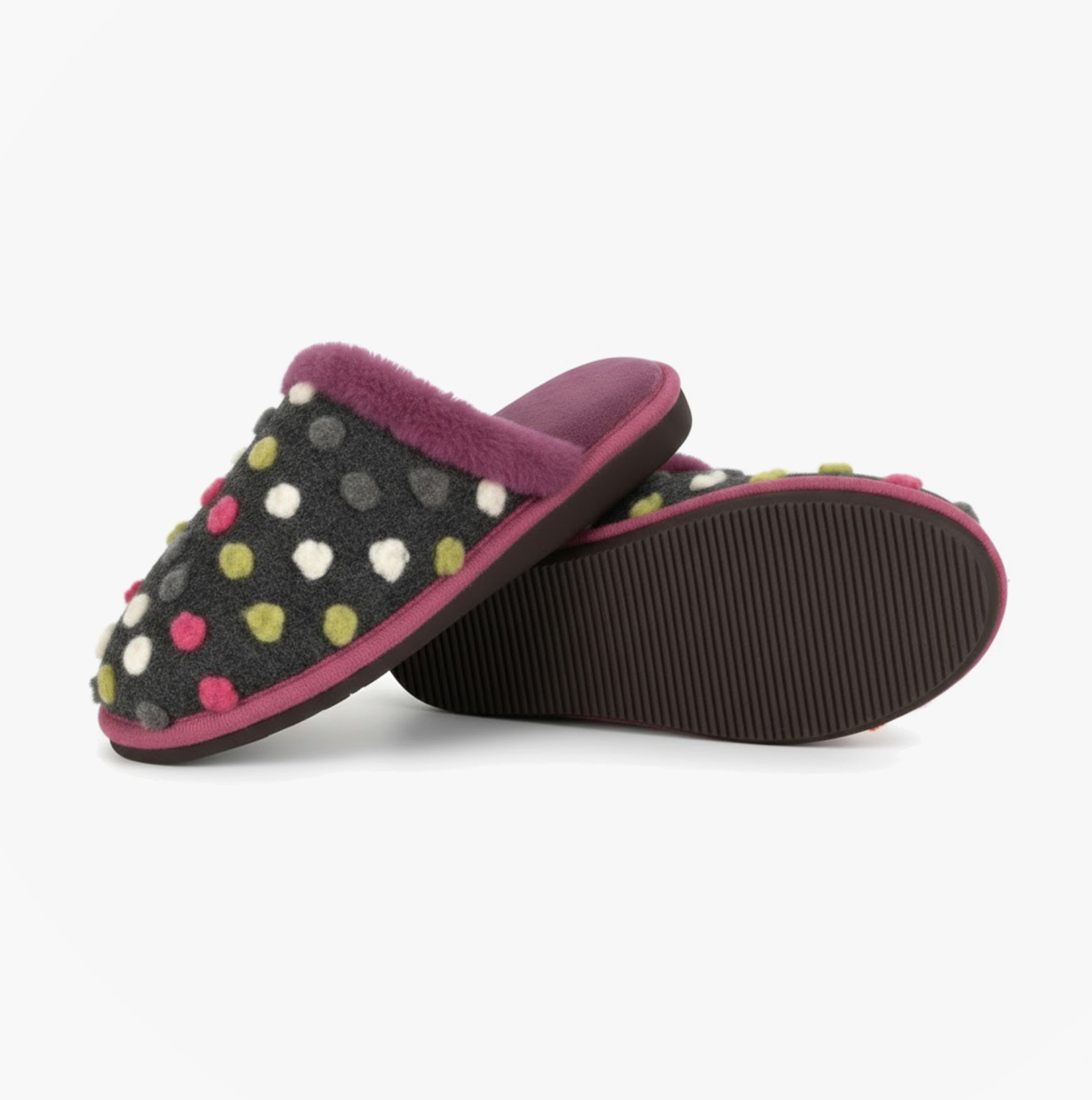 Sleepers DONNA Fleecy Mule Slippers Purple/Grey