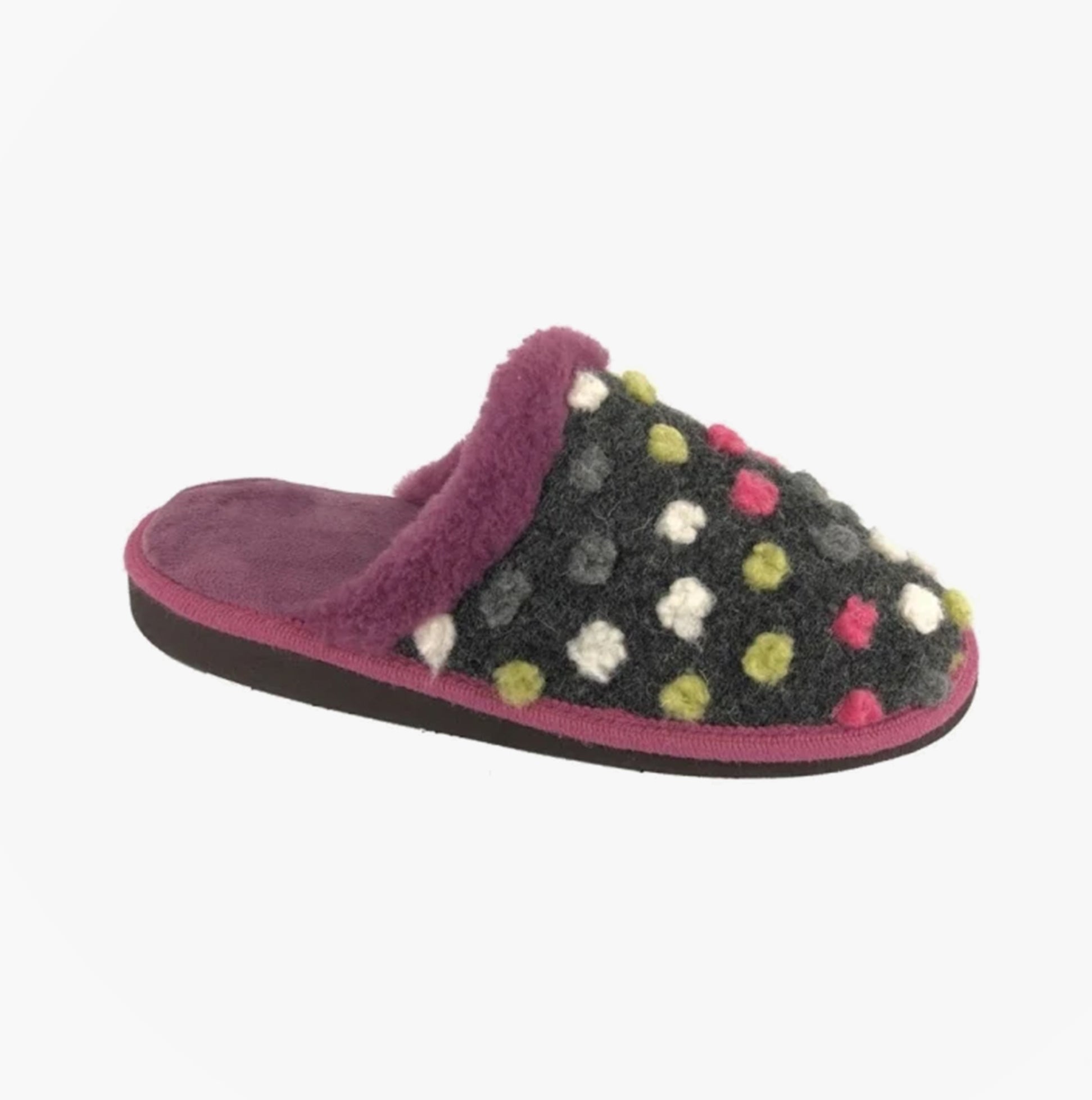Sleepers DONNA Fleecy Mule Slippers Purple/Grey