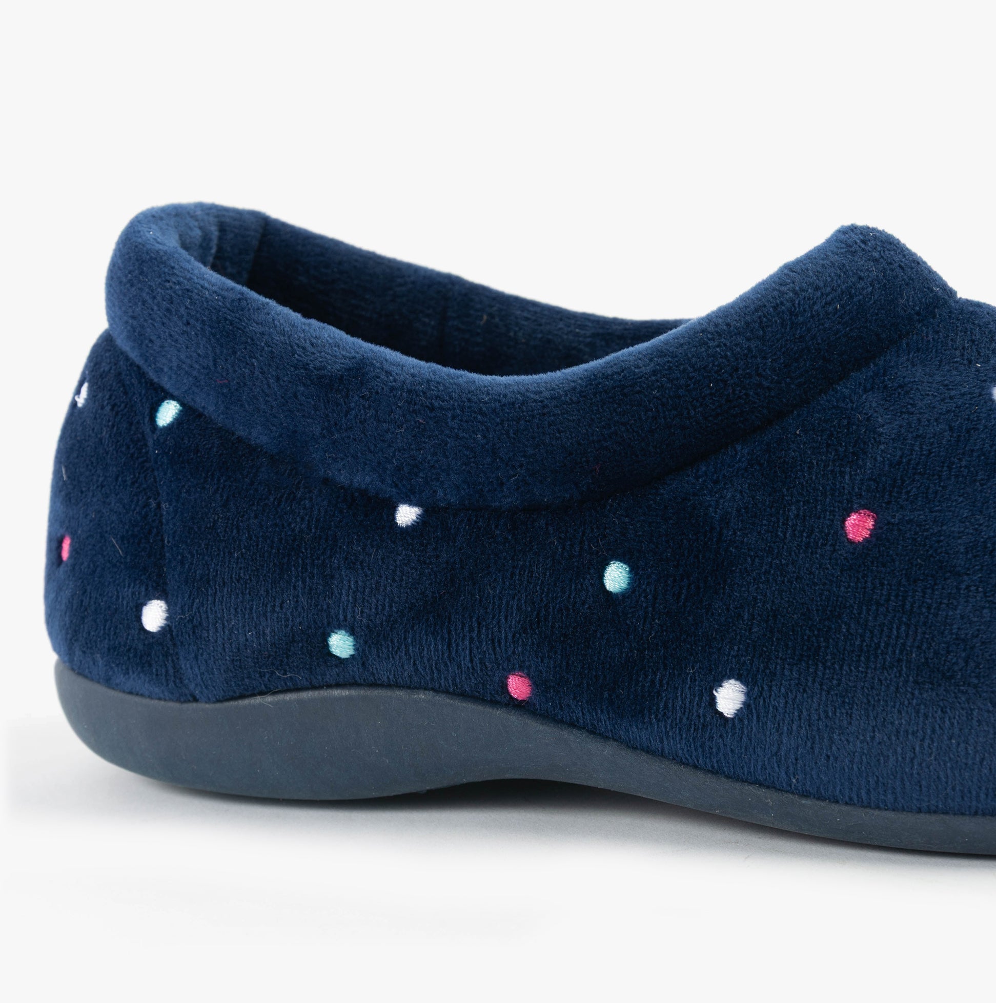 Sleepers SOPHIE Womens Textile Polka Dot Full Slippers Navy