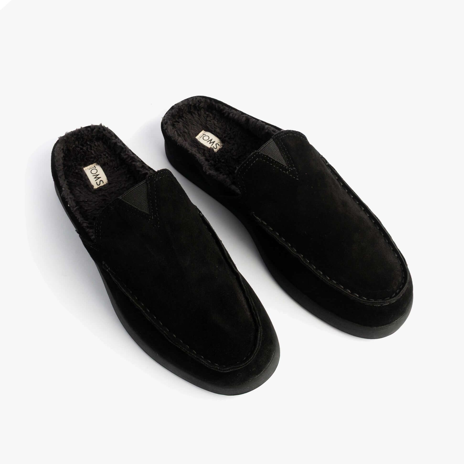 TOMS ALONSO MULE Mens Slippers Faux Shearling Lined Mule Black