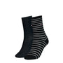 Tommy Hilfiger 2 Pack Womens Crew Stripe Socks Black