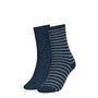 Tommy Hilfiger 2 Pack Womens Crew Stripe Socks Navy