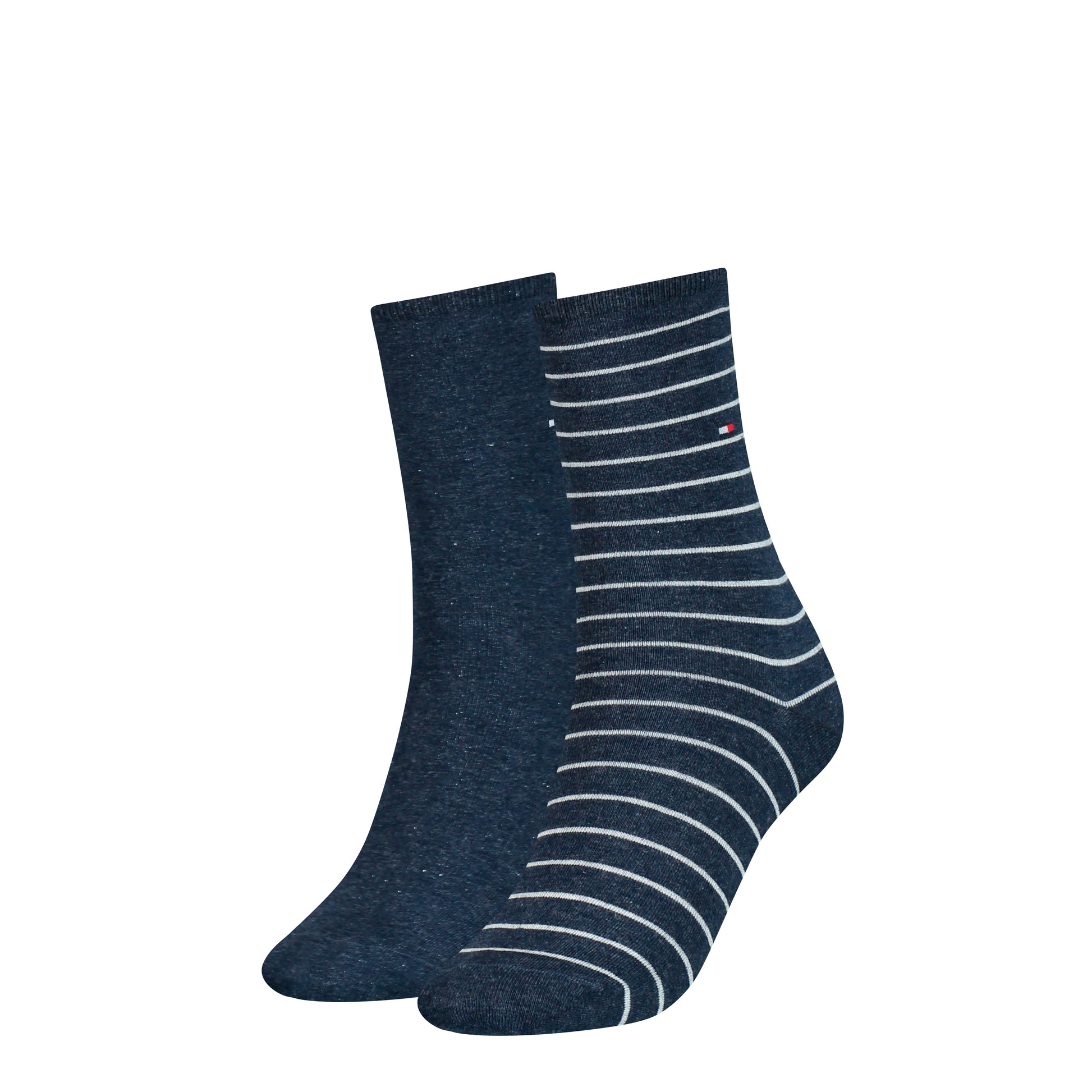 Tommy Hilfiger 2 Pack Womens Crew Stripe Socks Navy