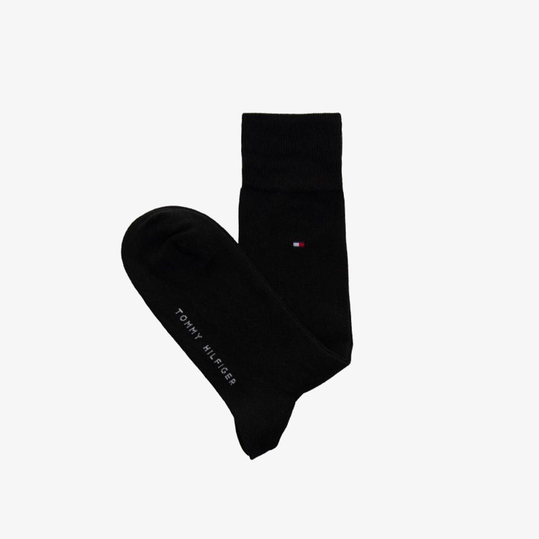 Tommy Hilfiger 2 Pack Mens Crew Checked Socks Black