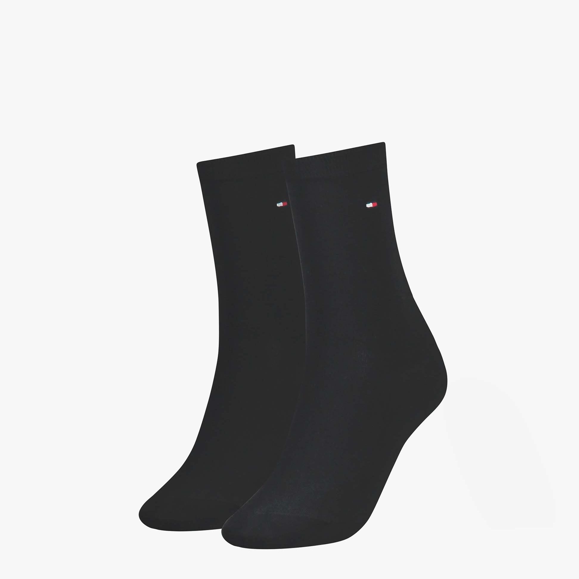 Tommy Hilfiger 2 Pack Womens Crew Socks Black
