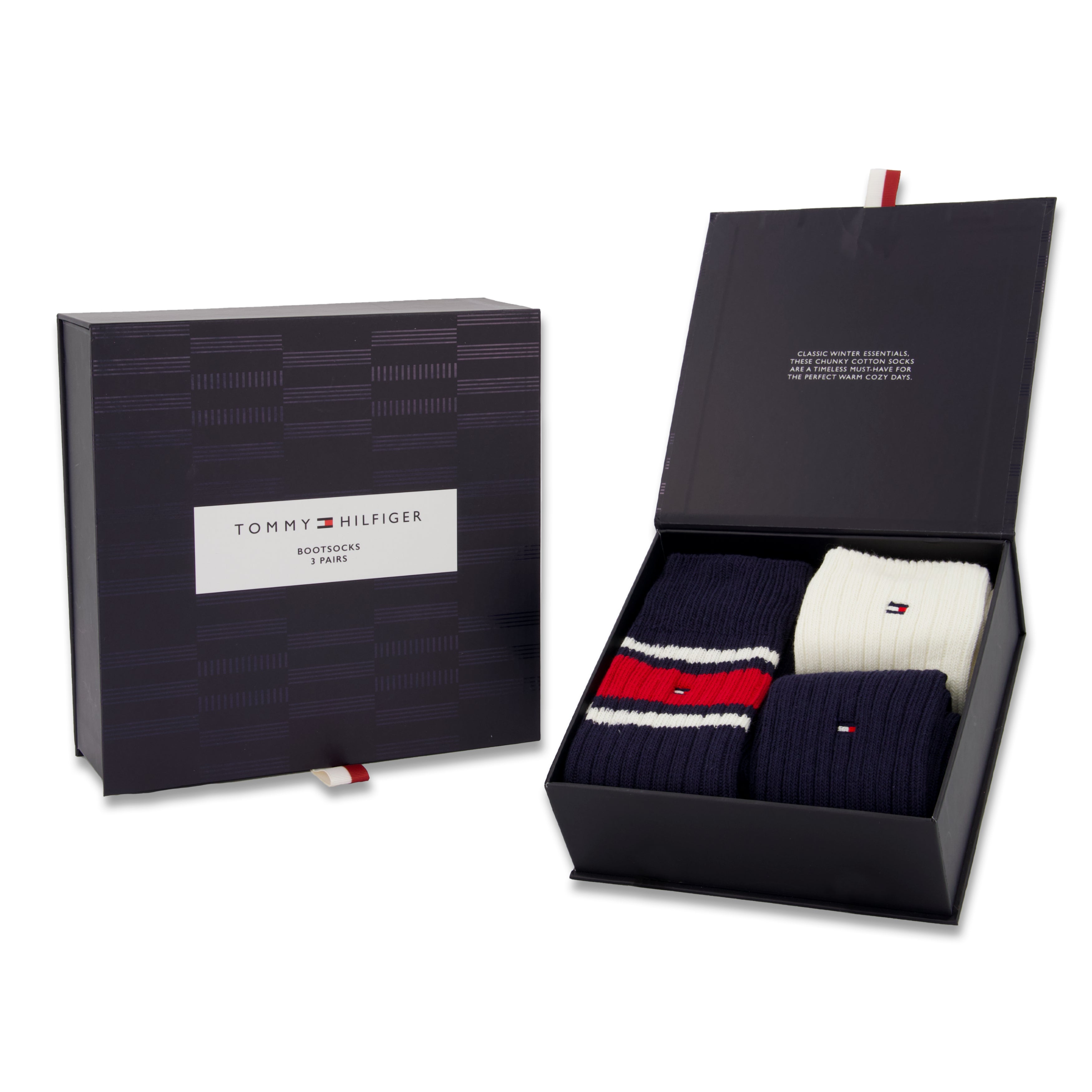 Tommy Hilfiger 3 Pack Giftboxed Classic Mens Crew Socks Navy