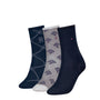 Tommy Hilfiger 3 Pack Giftboxed Monogram Womens Crew Socks Navy