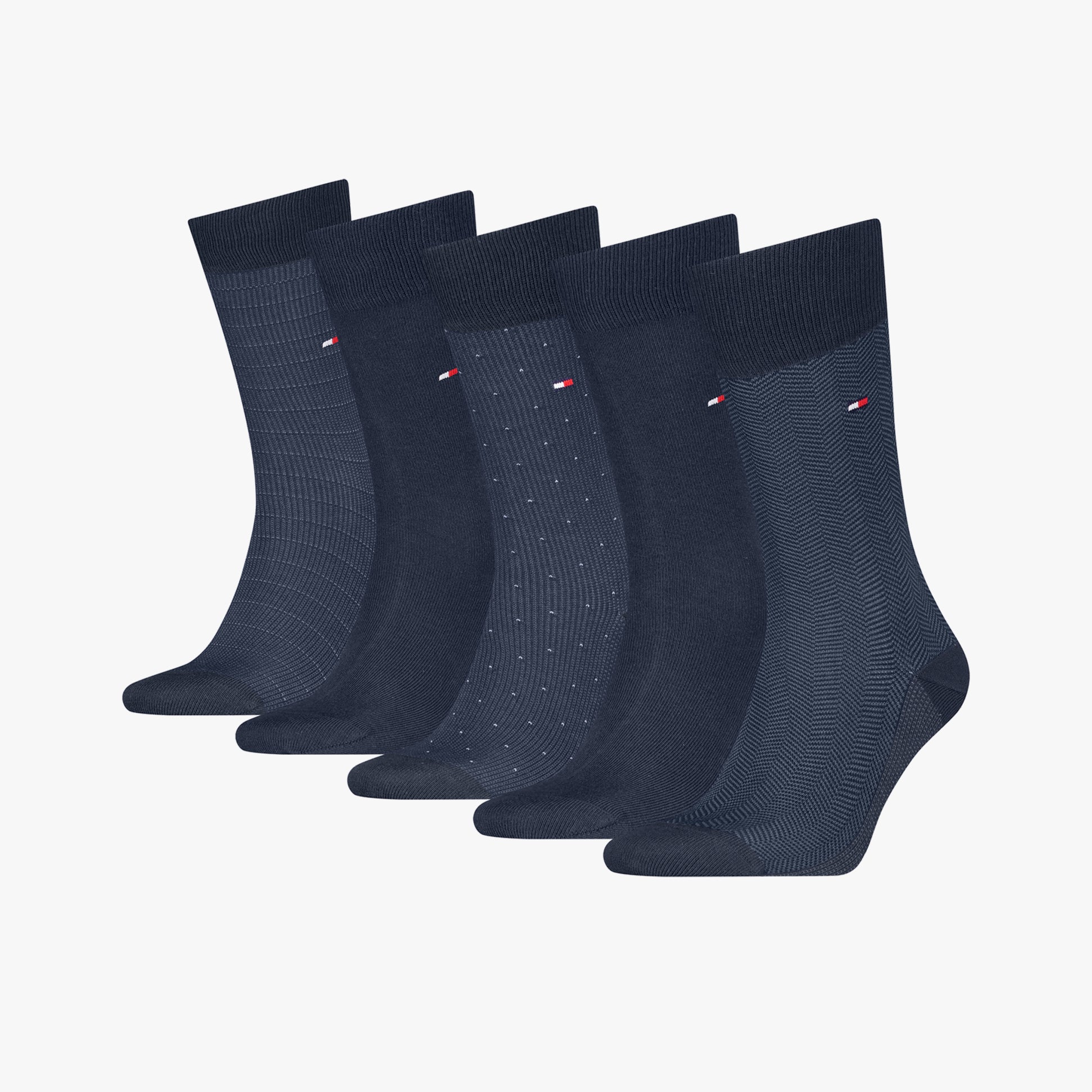 Tommy Hilfiger 5 Pack Giftbox Herringbone Mens Socks Navy