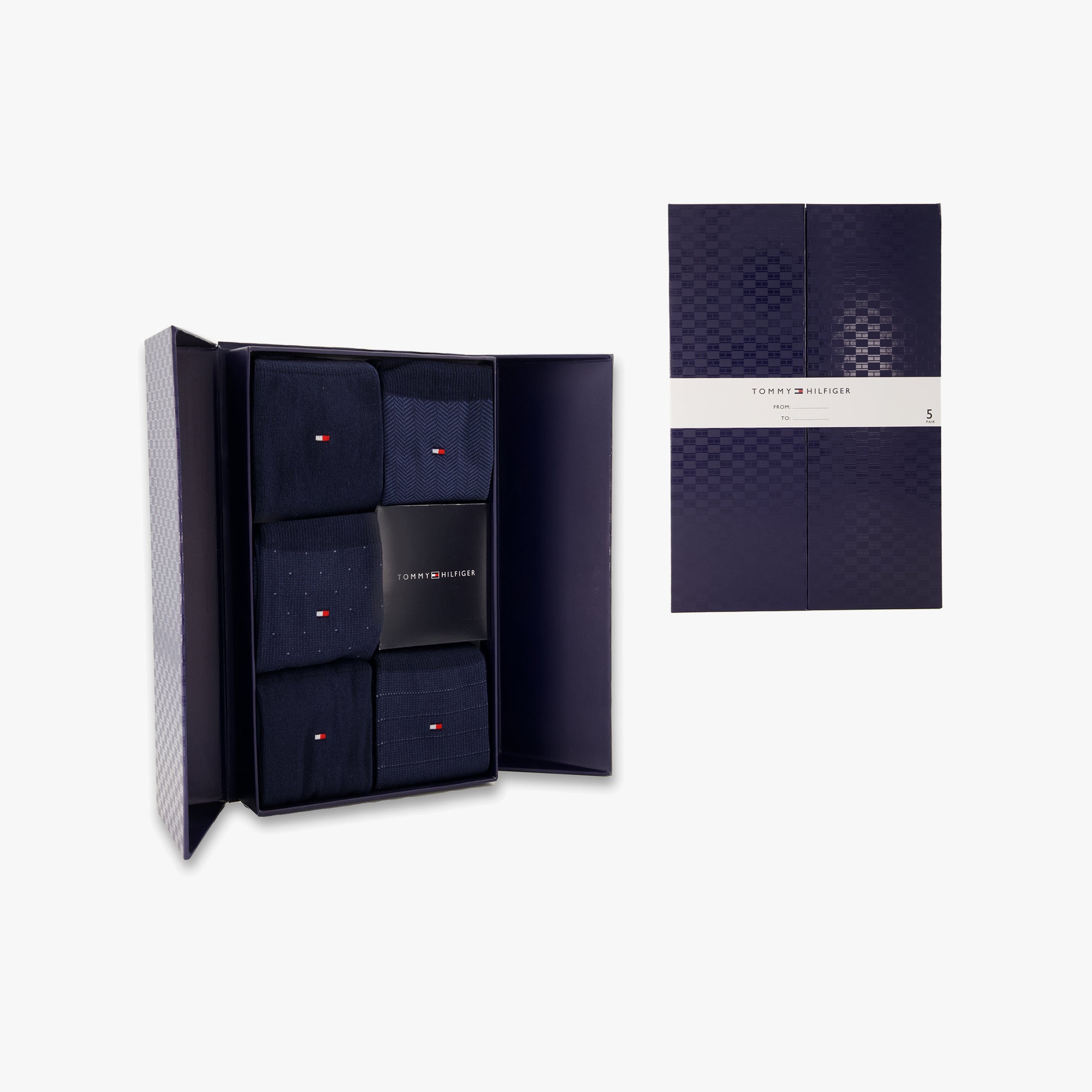 Tommy Hilfiger 5 Pack Giftbox Herringbone Mens Socks Navy