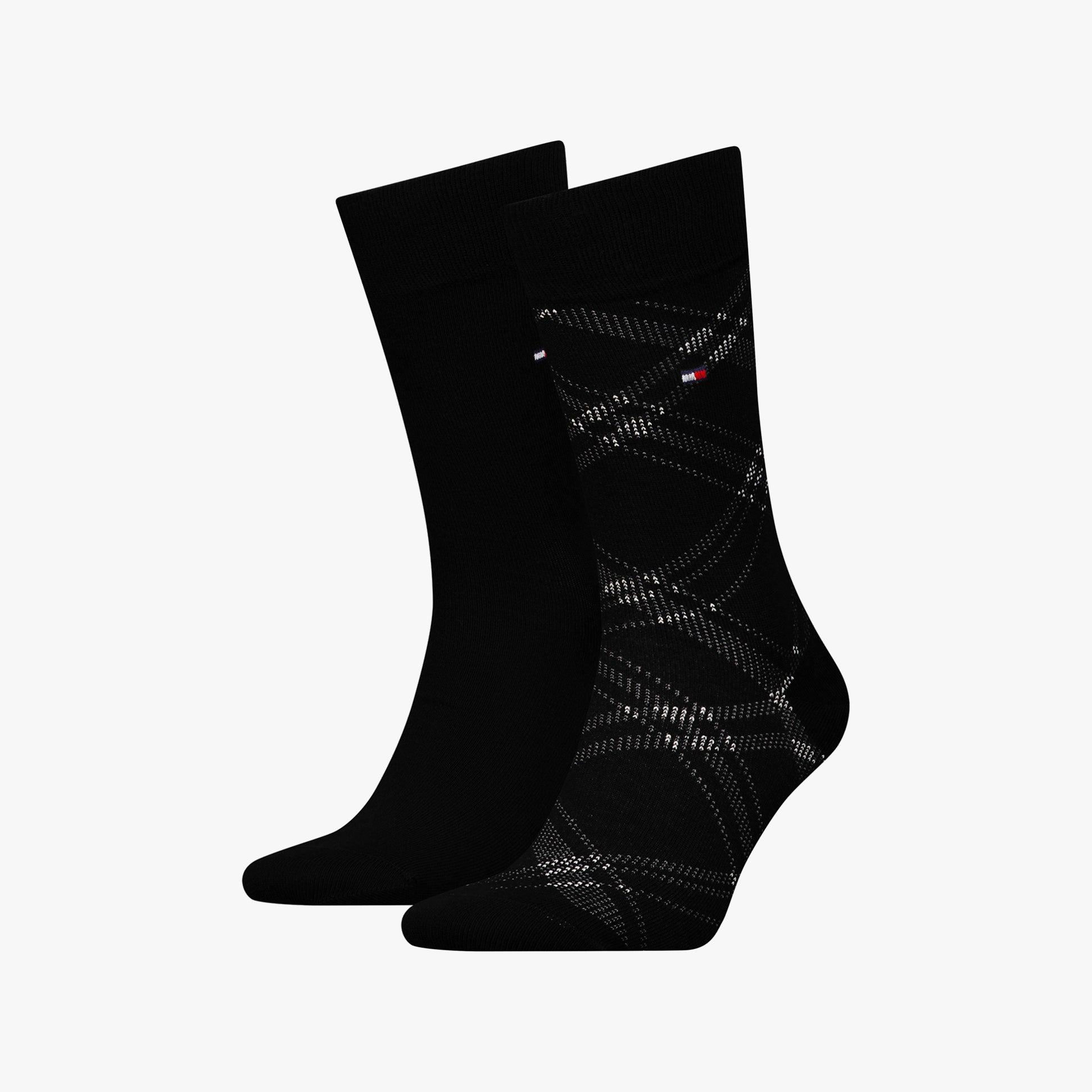 Tommy Hilfiger 2 Pack Check Mens Socks Black