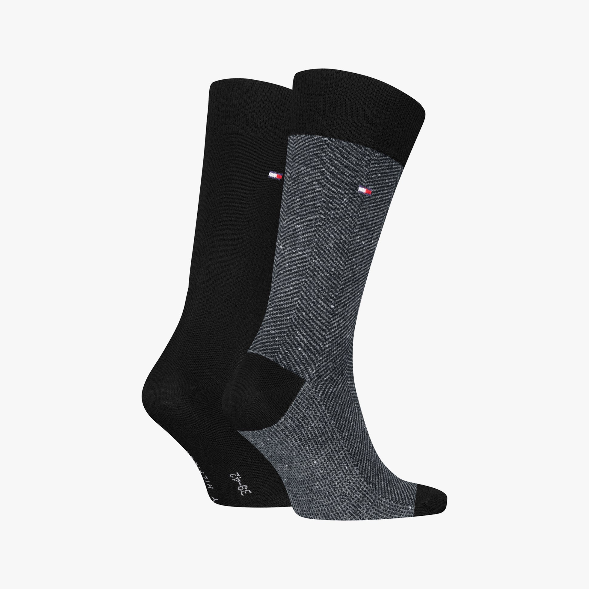 Tommy Hilfiger 2 Pack Nappy Herringbone Mens Socks Black