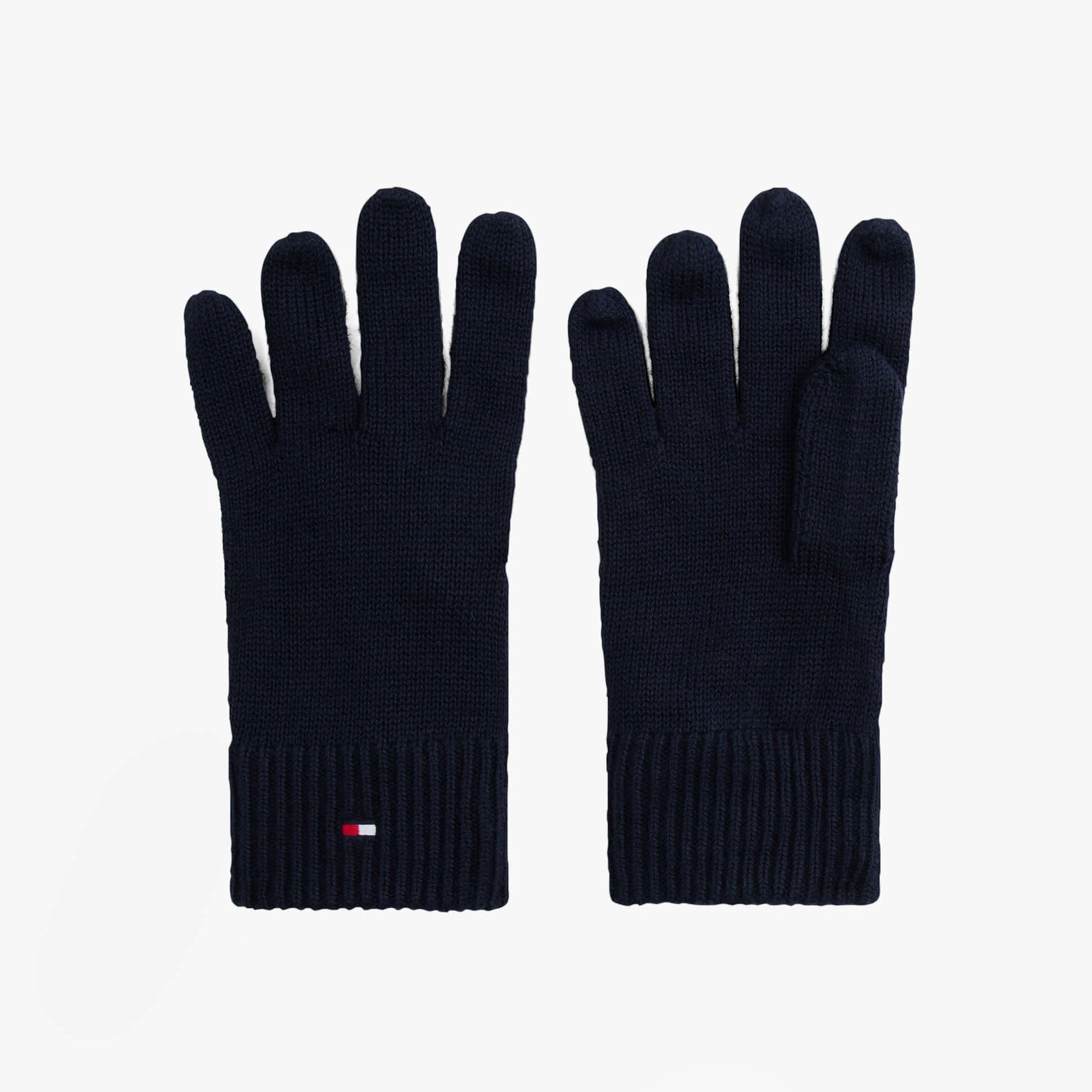 Tommy Hilfiger Mens Flag Embroidery Gloves With Cashmere Navy