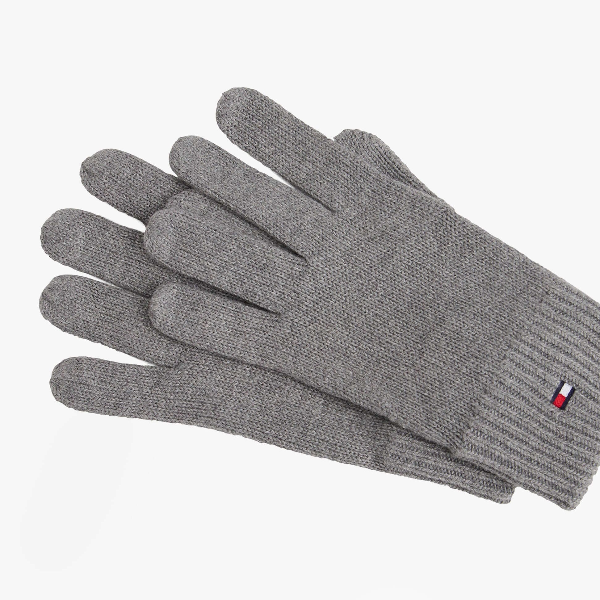 Tommy Hilfiger Mens Flag Embroidery Gloves With Cashmere Grey